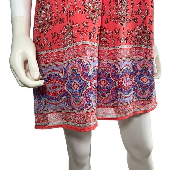 Speechless Mandala Boho Sleeveless Shift Dress Orange Medium - Picture 4 of 8